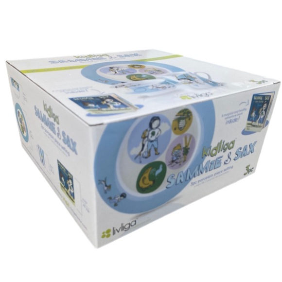 LivLiga Sammie and Sax Kidliga Children's 3 Piece Porcelain Place Setting & Book - Picture 6 of 9